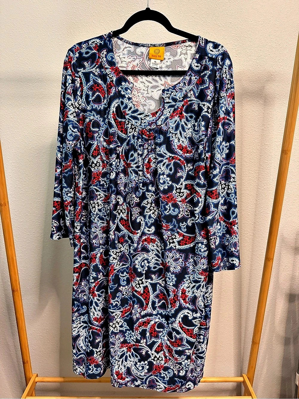 Ruby Rd. Paisley Maxi Dress in Blue & Red Size XL Like New